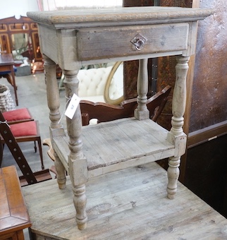 A 19th century style French provincial pine two tier side table, width 54cm, depth 37cm, height 77cm